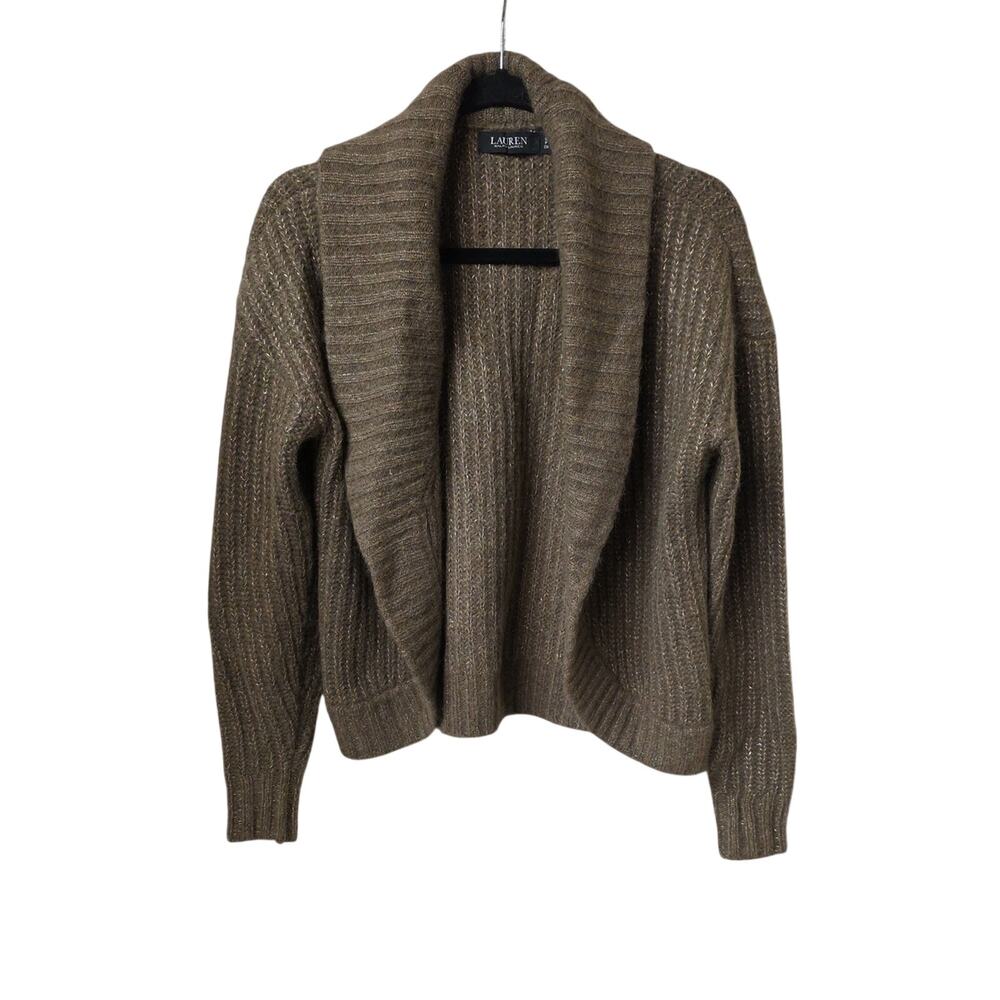 Lauren Ralph Lauren Rib Knit Shawl Collar Alpaca Blend Cardigan Sweater Womens S